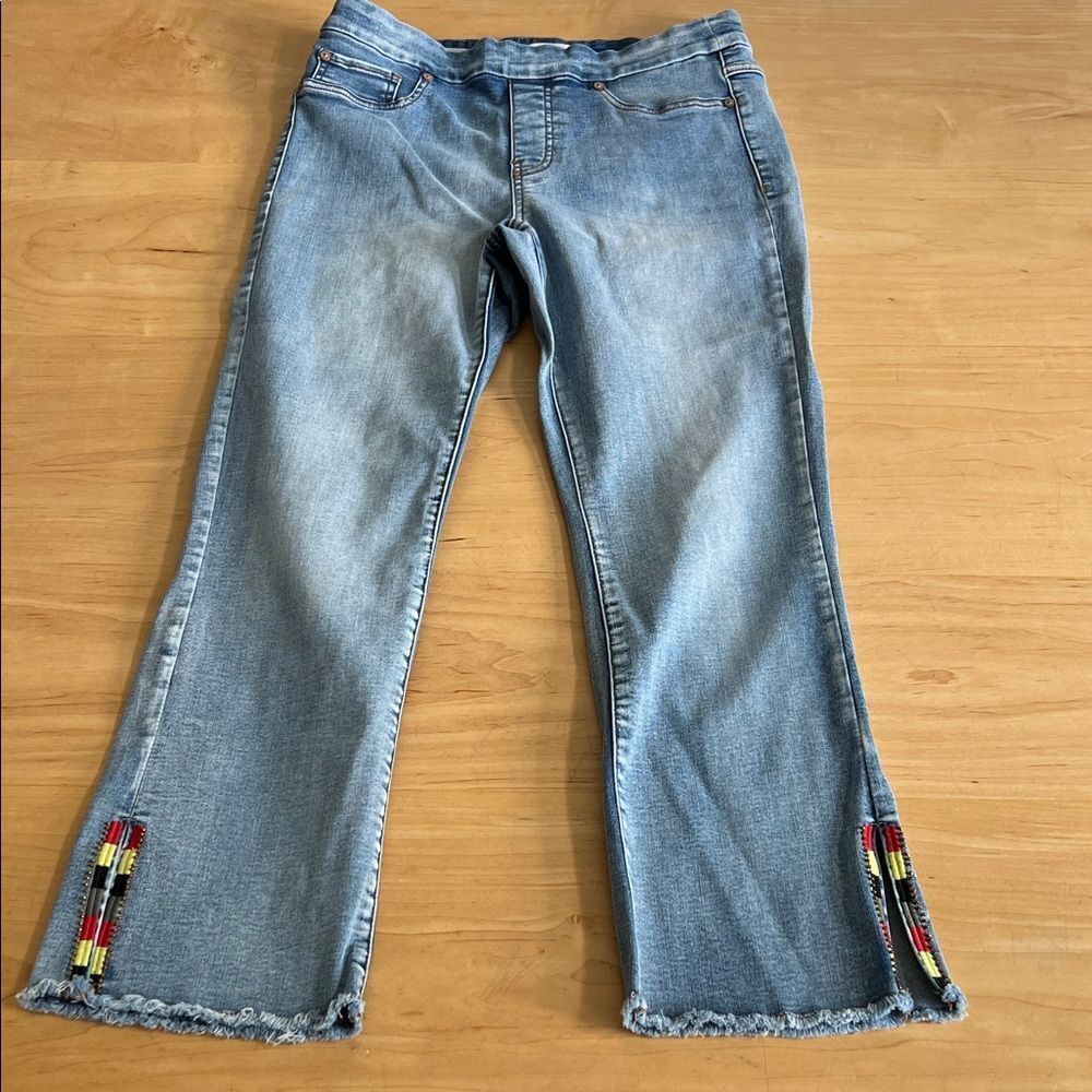 Tribal Women's Light Blue Jeans with Embroidered Detail